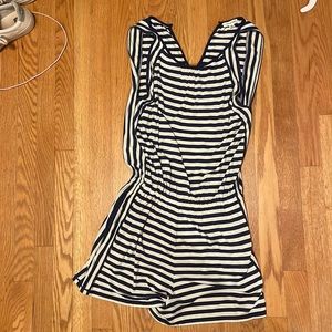 Max Studios Navy and White/Gray Romper